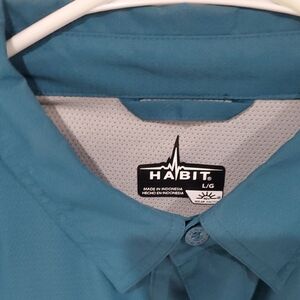 Habit Men's Teal Casual Button Down Shirt